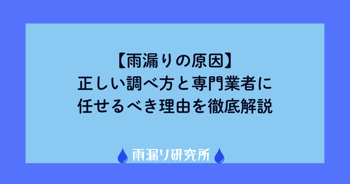 【雨漏りの原因】正しい調べ方と専門業者に任せるべき理由を徹底解説